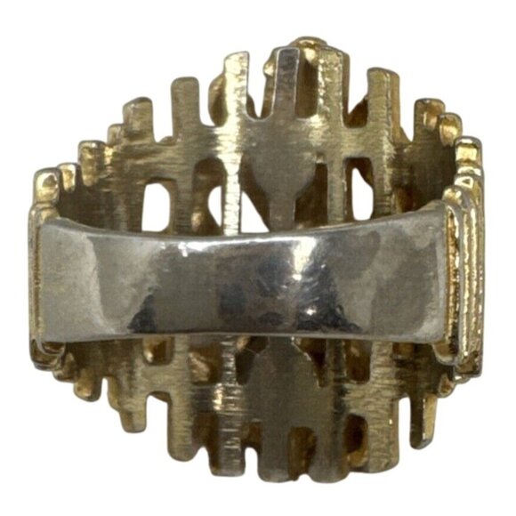 Aurora Jewelry Co18K Yellow Gold Cocktail Ring Purple & Clear Stones Vintage HGE - Picture 6 of 6